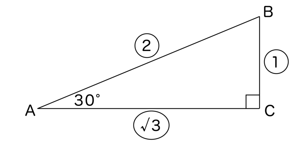 ∠＝60度の直角三角形ABCの辺の比
