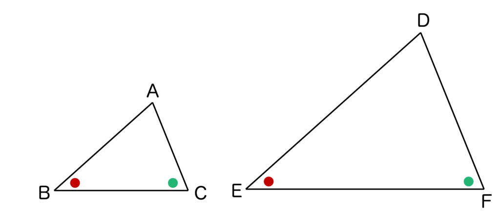 三角形の相似条件3つ目「2組の角がそれぞれ等しい」