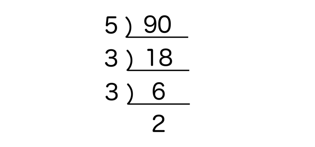 90を素因数分解するやり方